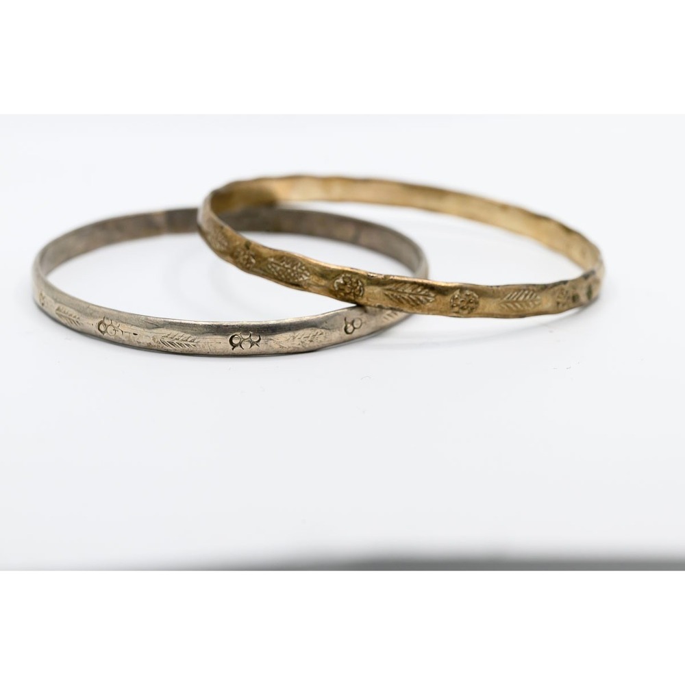 Bangle Bracelet Set of 2 Stamped Mexico 925 sterling silver bracelets